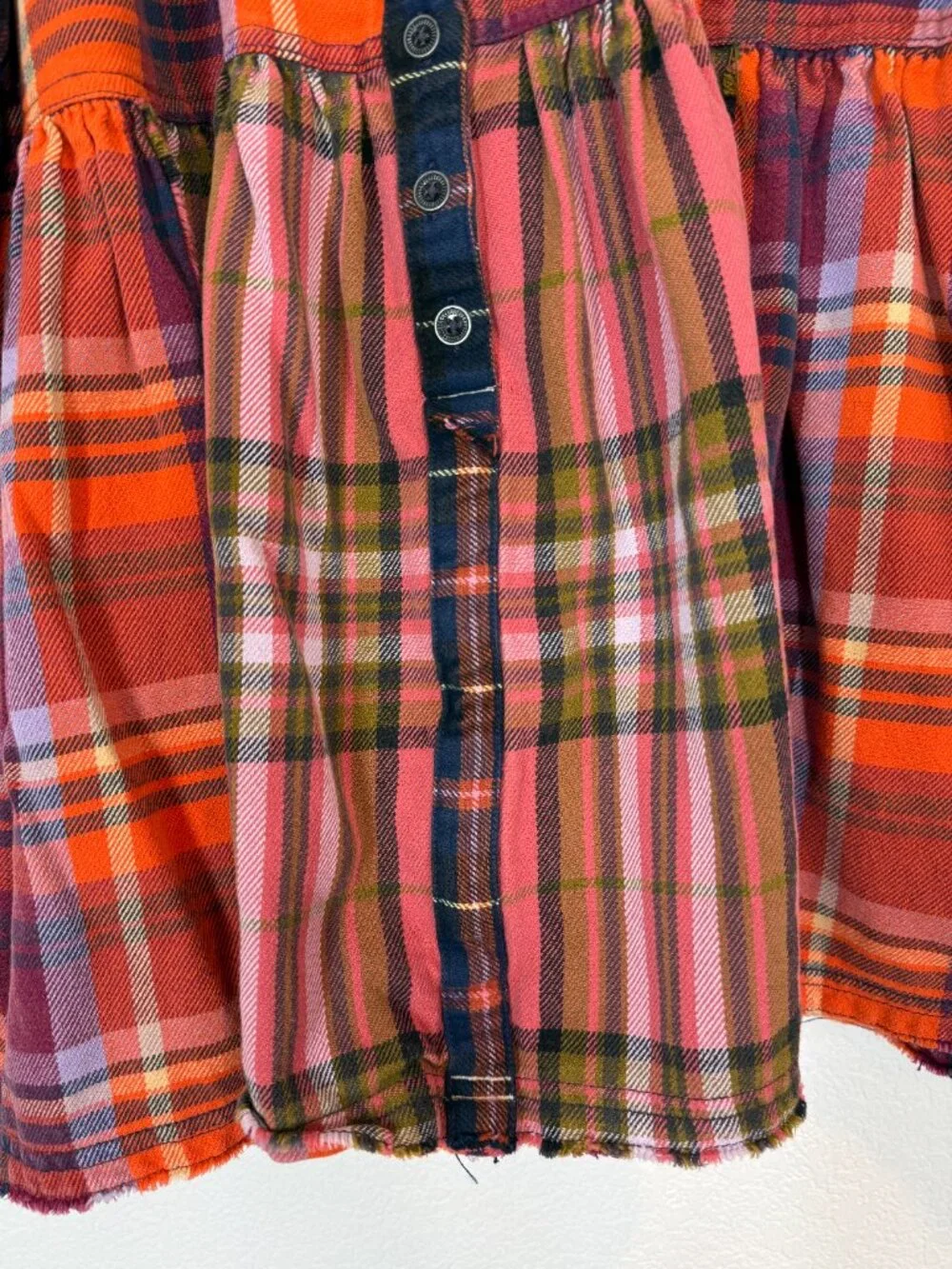 Free People Moon Bay Mixed Plaid Dress Babydoll Patchwork Western Small - Picture 6 of 14